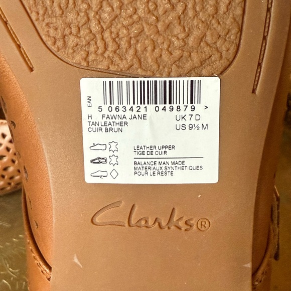 Clarks Fawna Jane Tan Leather Flats (NWT!) - Picture 8 of 9